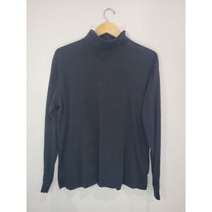 Mens Croft & Barrow Black‎ Long Sleeve Turtleneck Cotton Shirt Size L